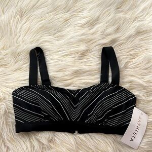 Athleta Women’s Quick Dri Bikini Top Black & White Chevron Size 34 D/DD NEW!